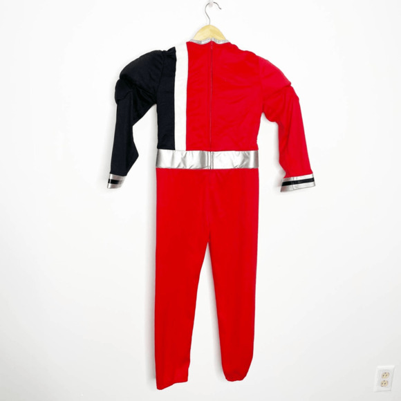 Disney Store red Power Ranger jumpsuit costume padded muscles kids medium 8-10 - Picture 6 of 7